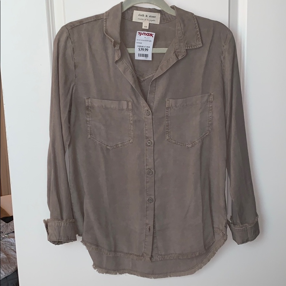 Cloth & Stone Fringe Trim Button Down